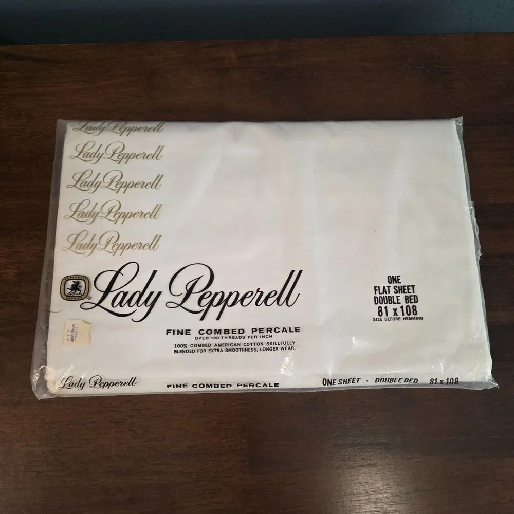 Vtg Lady Pepperell Sheet Double Flat Sheet White Percale 100% Cotton 81 x 108